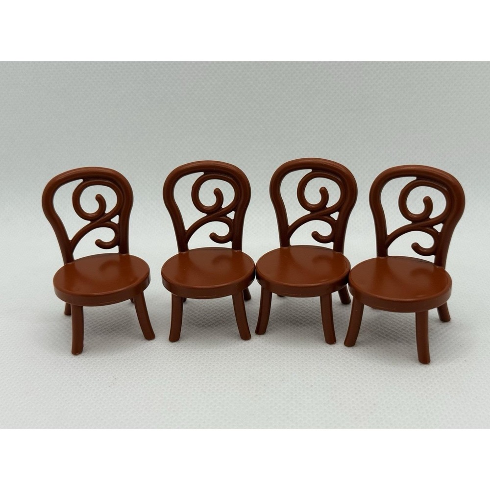 Playmobil Set Of Four Brown Scroll Back Dining Room Chairs 3289670 2